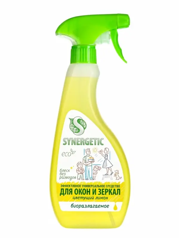 Средство для мытья окон и зеркал Synergetic &laquo;Цветущий лимон&raquo;, 500 мл