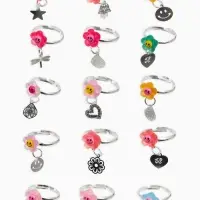 Кольцо &laquo;Выбражулька&raquo;, цветок смайлик с подвеской, безразмерное, МИКС, фасовка 36 шт.