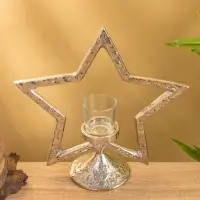 Подсвечник со стеклом "Звезда" алюминий  28х10,5х29,5 см