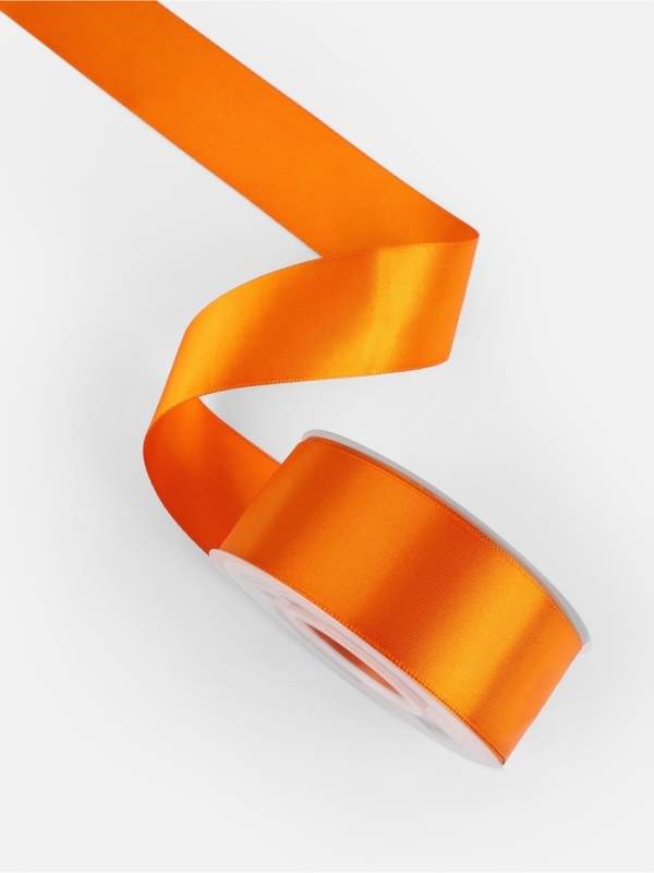 Лента атласная двухсторонняя №751 38мм*25&plusmn;1м ярко-оранжевый TR