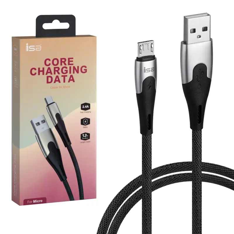 Кабель S21 USB на MicroUSB 1.2m 2.4A Core ISA черный