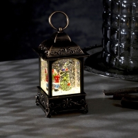 Светодиодная фигура &laquo;Фонарь с ребёнком и ёлкой&raquo; 7.5 &times; 13.5 &times; 7.5 см, пластик, блёстки, батарейки АААх3 (не в комплекте), свечение тёплое белое