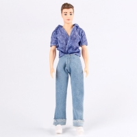 Джинсы для кукол мужчин, длина &mdash; 18 см, цвет голубой