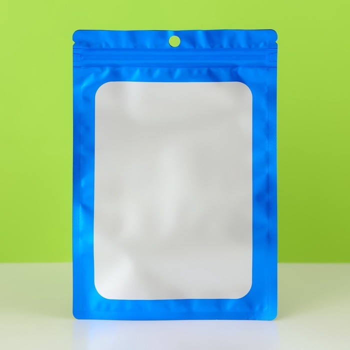 Пакет Зип-лок с окном, с еврослотом, синий, 13.5 х 19.5 см набор 20шт  10460419
