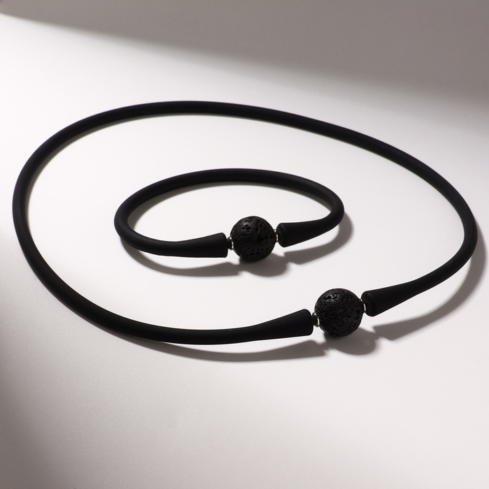 Набор 2 предмета: чокер, браслет &laquo;Лава&raquo; каучук, цвет чёрный