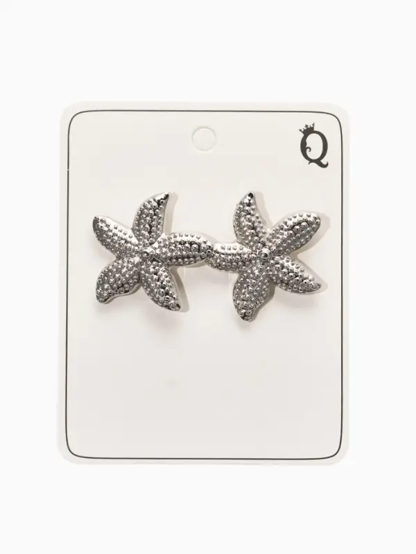 Серьги металл "Морская звезда", цвет серебро
