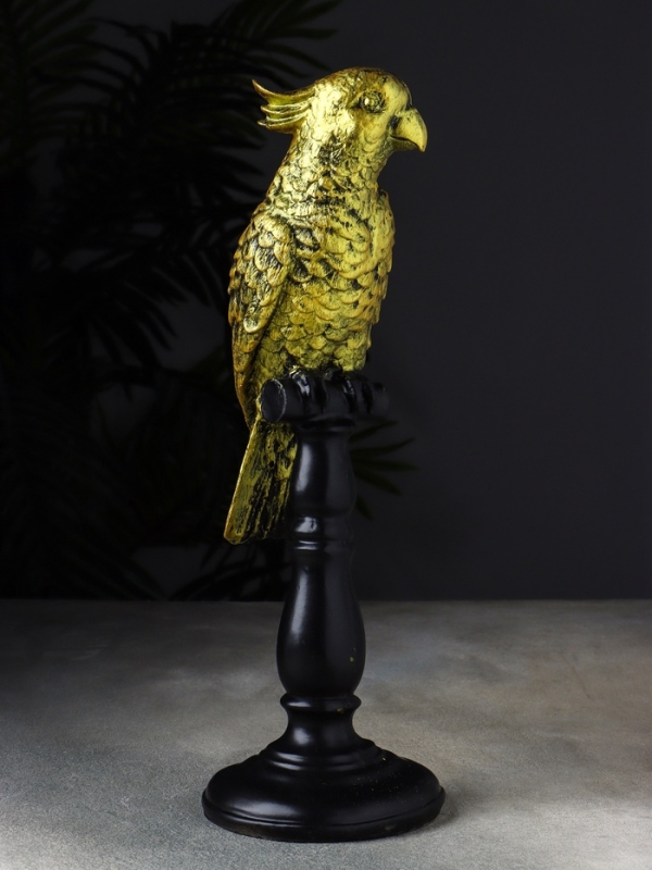 Фигура "Попугай на жердочке" 34х10х12 см, бронза