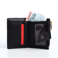 Кошелёк женский на кнопке, цвет чёрный Кошелёк женский на кнопке, цвет чёрный