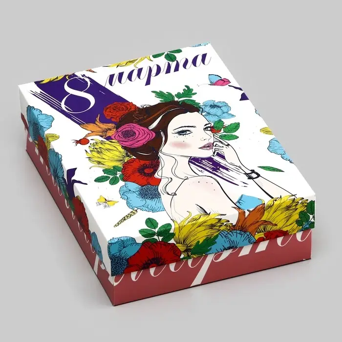 Подарочная складная коробка, упаковка, &laquo;Девушка в весенних цветах&raquo; 21&times;15&times;5.7 см