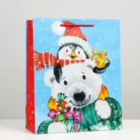 Пакет подарочный &laquo;Мишка и пингвин&raquo;, 26&times;32&times;12 см