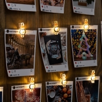 Гирлянда &laquo;Нить&raquo; 2 м роса с насадками &laquo;Прищепки-пингвин&raquo;, IP20, серебристая нить, 20 LED, батарейки ААх2 (не в комплекте), свечение тёплое белое