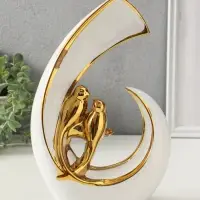 Сувенир керамика "Две птички. Абстракция" белый с золотом 8х20х29 см