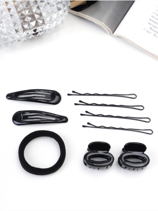 Набор для волос &laquo;Венди&raquo;, резинка 5.5 см, 6 невидимок 5.5и5 см, 2 краба 2.5 см, классик, чёрный