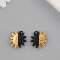 Замок магнитный металл "Солнце" набор 2 шт чёрно-золотой 2,7х2,6 см