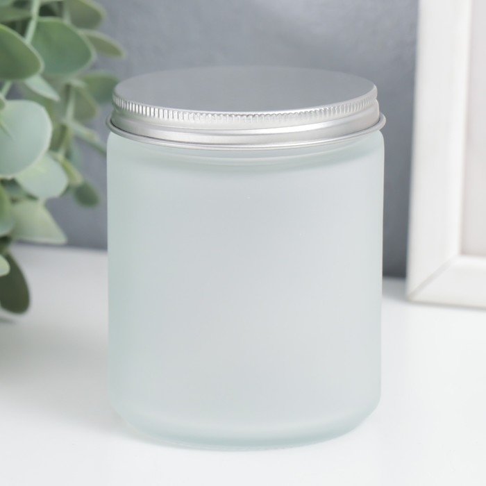 Банка для свечей стекло с крышкой Банка для свечей стекло с крышкой "Белая матовая" 8,8х7х7 см