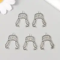 Металлический элемент, декоративная подвеска &laquo;Арт Узор. Шапка ушанка со звездой&raquo;, 2.4&times;2.6 см