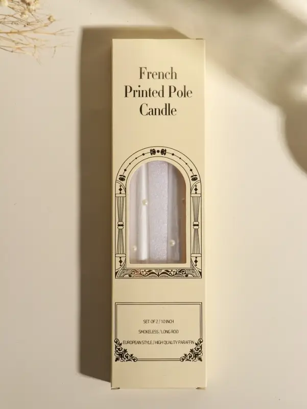 Набор свечей античных, 2,3х25 см, 2 шт "Белый жемчуг" 7,6х28х2,3 см