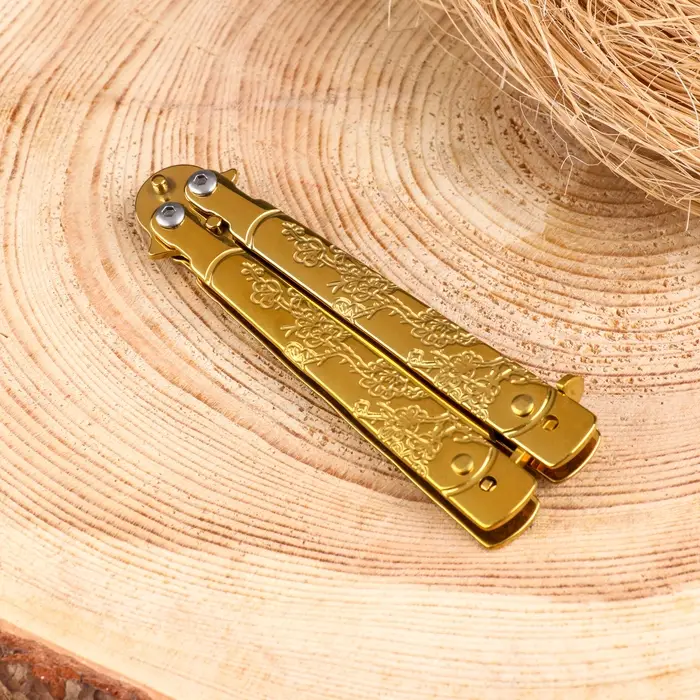 Нож-бабочка "Золотой" 17см, клинок 74мм/2мм