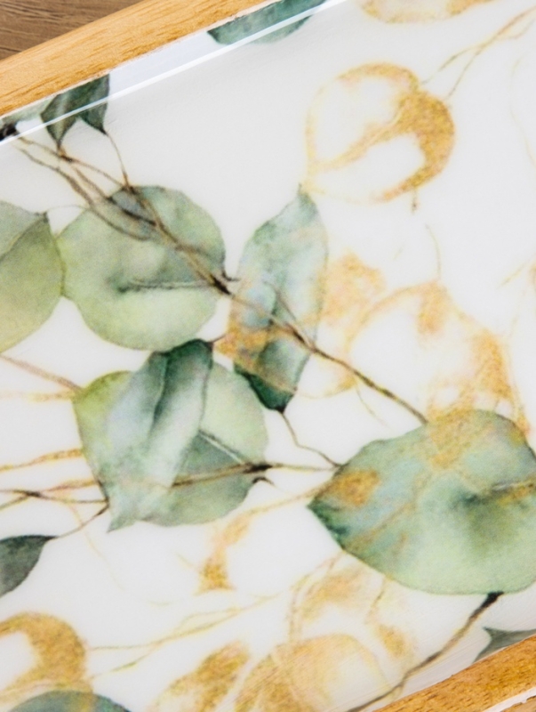 Блюдо прямоугольное "Листья" дерево манго 41х15 см