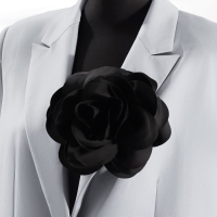 Брошь текстильная &laquo;Цветок&raquo; камелия, цвет чёрный