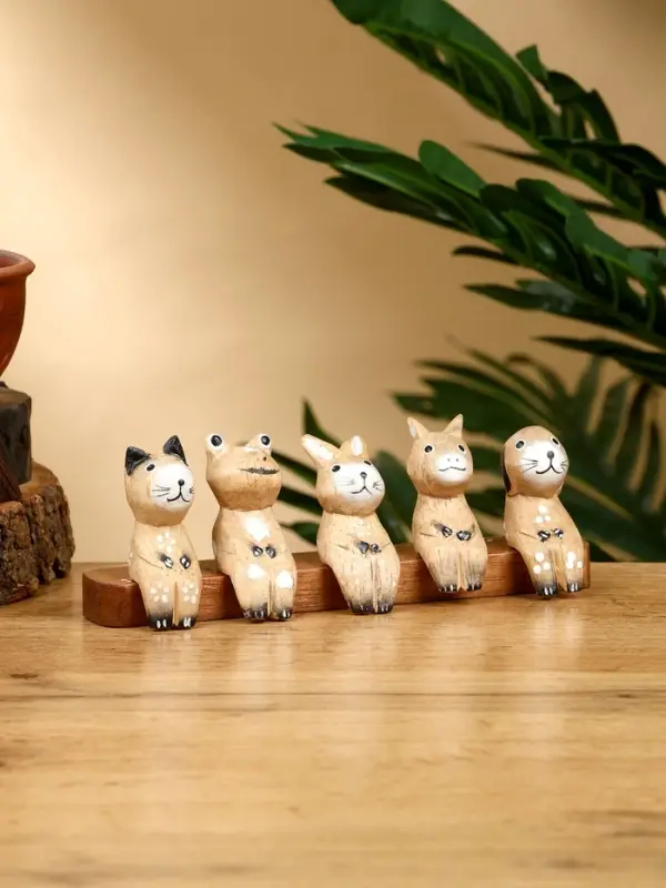 Сувенир &laquo;Зверушки на скамейке&raquo;, 18&times;6&times;4.5 см, дерево, коричневый