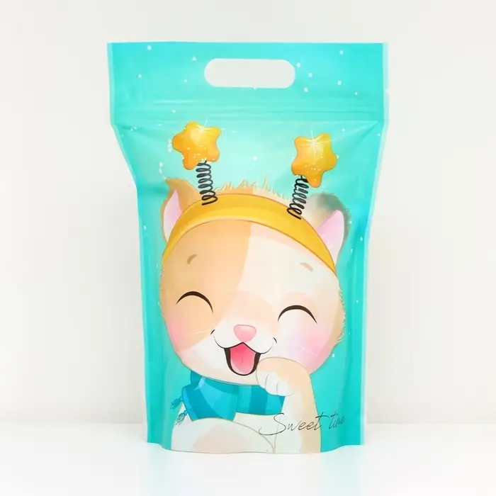 Пакет подарочный, с zip-lock застежкой, "Зимние котята", 15х22см.