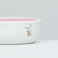 Миска керамическая для кроликов 200 мл  10 х 3,7 см, розовая/белая