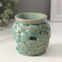 Аромалампа керамика "Ромашки" тёмно-зелёная 7х7х6,8 см Аромалампа керамика "Ромашки" тёмно-зелёная 7х7х6,8 см