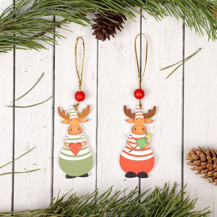 Подвеска новогодняя «Олень Рудольф», односторонняя, МИКС Подвеска новогодняя «Олень Рудольф», односторонняя, МИКС