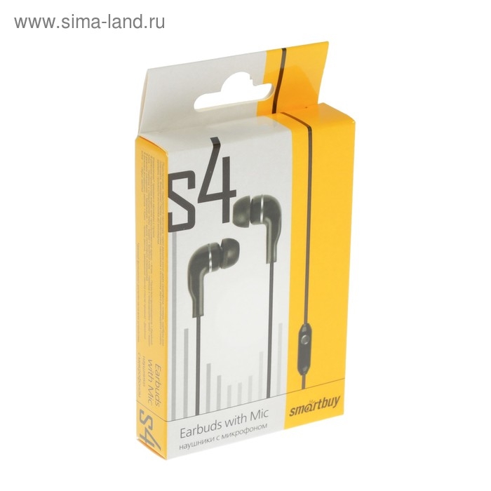 Наушники SmartBuy S4 SBH-011K, вакуумные, микрофон, 93 дБ, 16 Ом, 3.5 мм, 1 м, черные