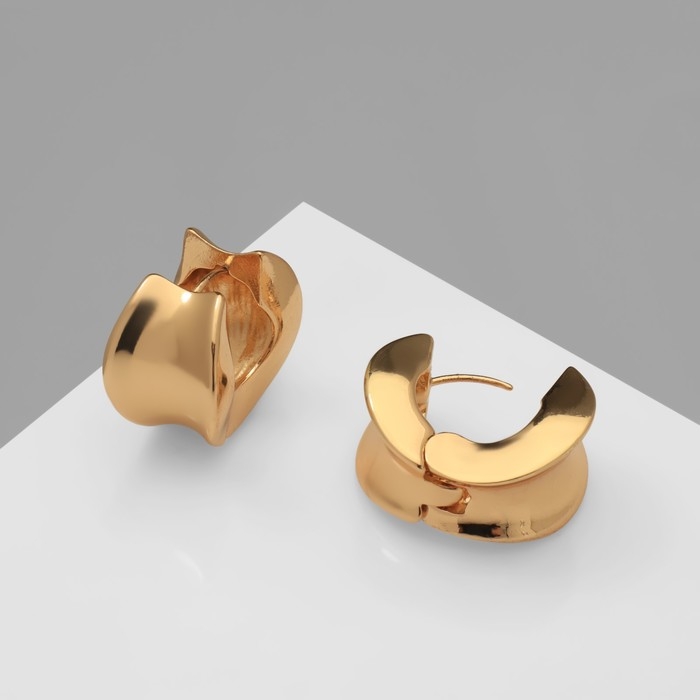 Серьги металл &laquo;Аккорд&raquo; круг вогнутый, цвет золото