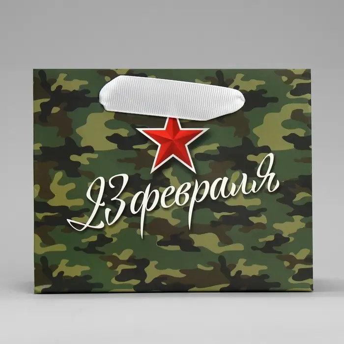 Пакет подарочный ламинированный, упаковка, &laquo;С 23 февраля&raquo;, S 15 х 12 х 5.5 см