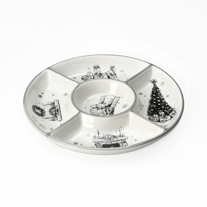 Менажница 5 ячеек Доляна &laquo;Хюгге&raquo;, d=25,5 см, цвет белый