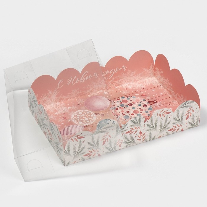Коробка подарочная с PVC крышкой «Нежно-розовая», 20 х 30 х 8 см, Новый год Коробка подарочная с PVC крышкой «Нежно-розовая», 20 х 30 х 8 см, Новый год
