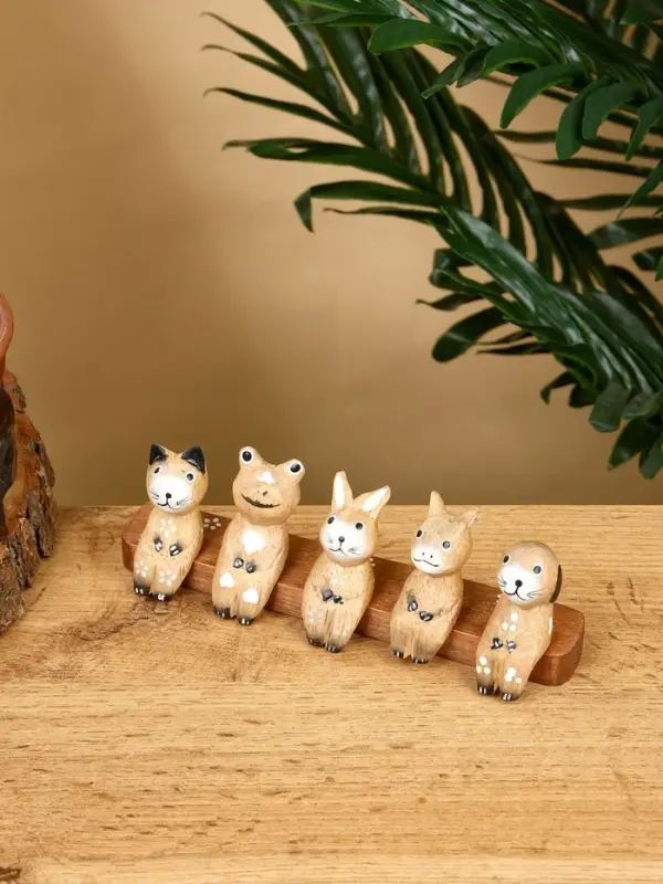 Сувенир &laquo;Зверушки на скамейке&raquo;, 18&times;6&times;4.5 см, дерево, коричневый