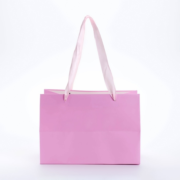 Пакет подарочный с широким дном  20 &times; 14 &times; 13,2 см, розовый