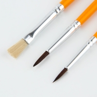 Кисть для рисования набор 3 шт. пони №1, №3, щетина №1 для школы