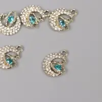 Декор для творчества металл, стразы "Космический месяц" золото 1,8х1,4х0,5 см