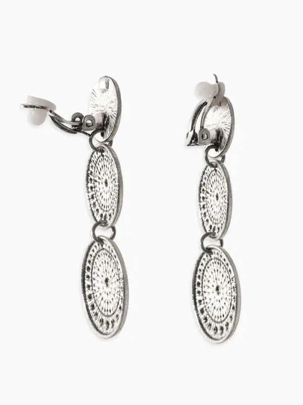 Клипсы "Винтаж" три диска, цвет чернёное серебро