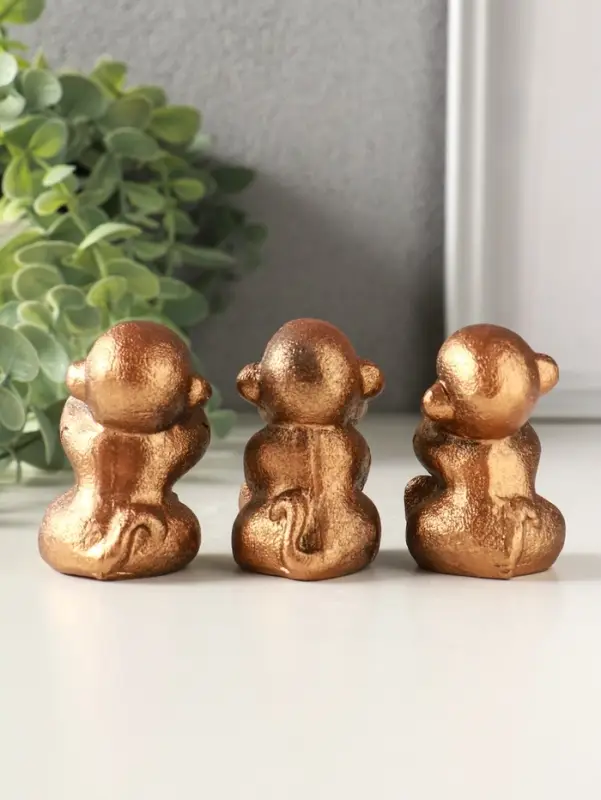 Набор фигурок гипс &laquo;Обезьянки ничего не вижу не слышу не скажу&raquo;, 4 шт., 6 см, под бронзу