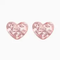Серьги "Сердце блестка", цвет розовый с паталью серебро