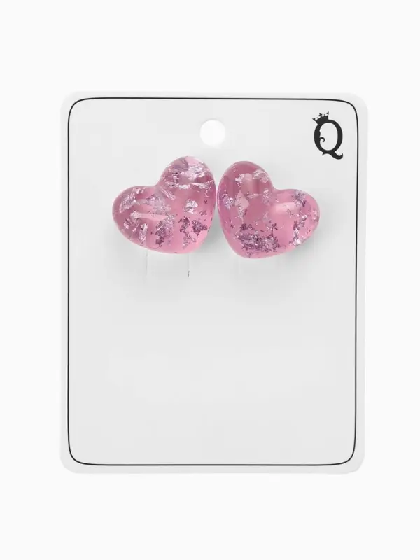 Серьги "Сердце блестка", цвет сиреневый с паталью серебро