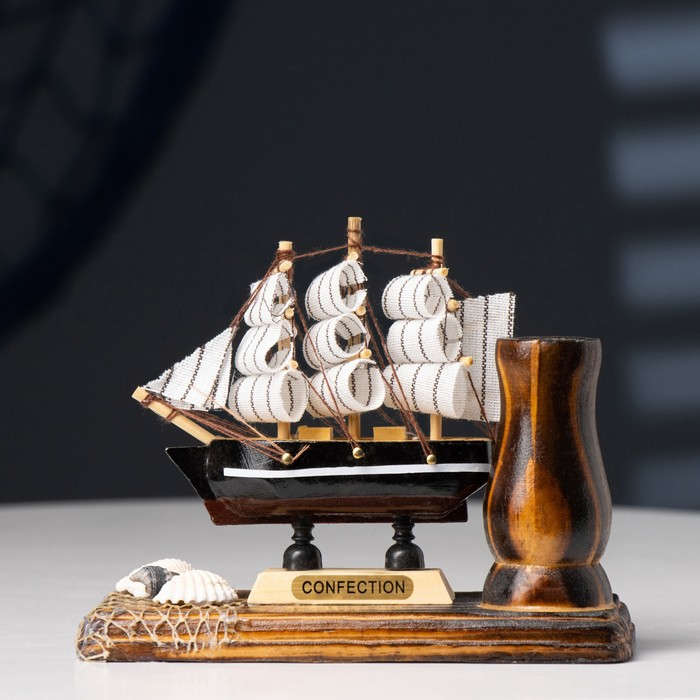 Набор настольный &laquo;Корабль&raquo; с подставкой для ручек, 12 х 13 х 6 см