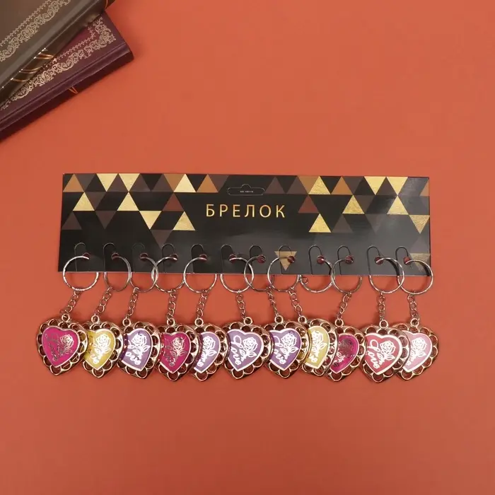 Брелок для ключей на кольце &laquo;Сердце с розой ажур&raquo;, пластик под металл, 4&times;4 см, МИКС