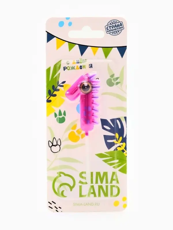 Свеча для торта цифра 1 &laquo;Зверюшка&raquo;, 5 см