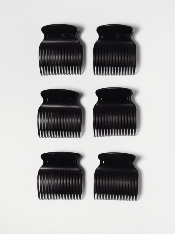 Набор зажимов д/бигуди (наб 6шт цена за наб) пластик черный пакет QF