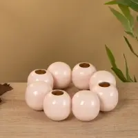 Подсвечник на 4 свечи "Бусы" с 8 сферами розовый 19х19х5,5 см