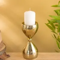 Подсвечник "Песочные часы" алюминий 8,5х19 см, цв. золото