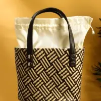 Сумка плетёная из пандана, 22&times;14&times;35 см, бежево-коричневая