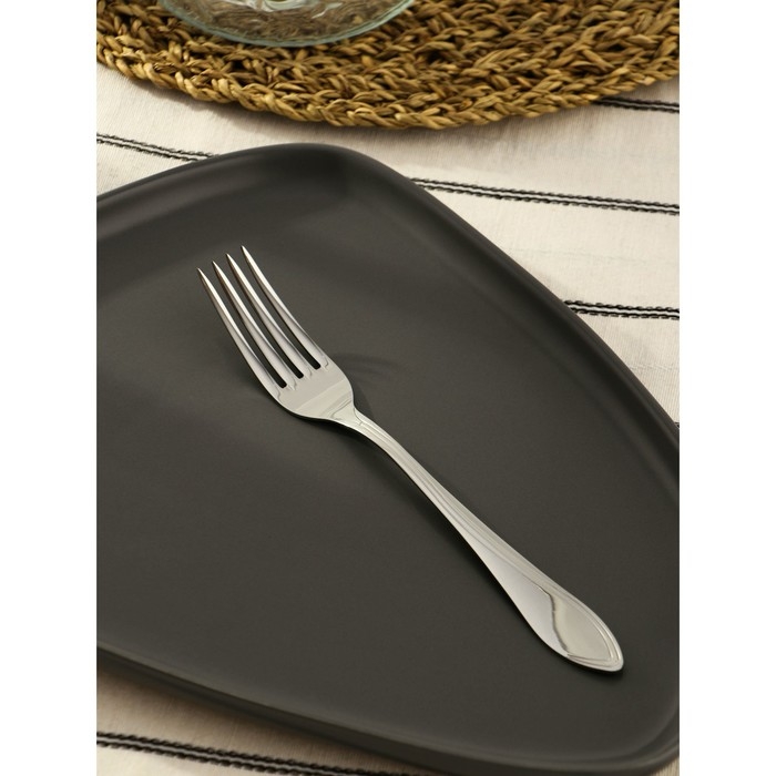 Вилка столовая &laquo;Волна&raquo;, h=19,5 см, толщина 2 мм, цвет серебряный